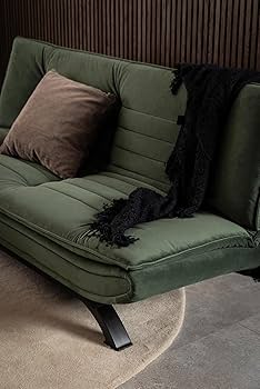 AC Design Furniture Jasper Divano Letto Aspetto Pelle Nera, Sofa Letto con 3 Posizioni Reclinabili, Moderno 3 Posti Senza Braccioli, Imbottito con Gambe Cromate, L: 196 x H: 91 x P