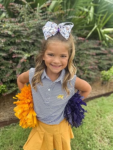 Miniatura 4 de Divine Creations - Lazo para el cabello con temática universitaria para niñas con logotipo estampado de logotipo de Wee Ones en un clip WeeStay,