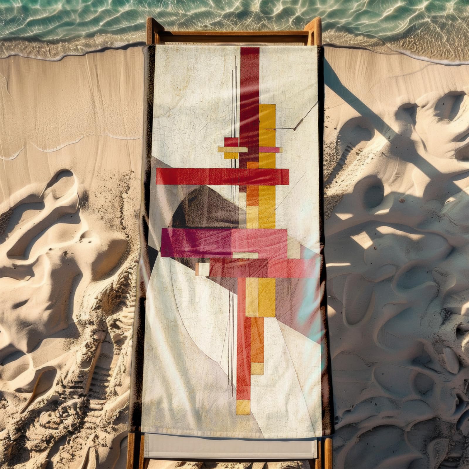 Telo Mare Microfibra 210x230 Geometria Marrone Rosso Telo Spiaggia Grande Antisabbia,XXL Asciugamano Mare, Asciugatura Rapida, Stuoia Spiaggia Leggero E Portatile