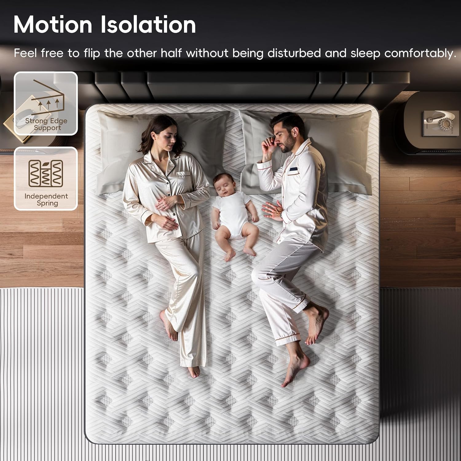 Queen Mattress 12 Inch, Hybrid Mattress in a Box with Motion Isolation Memory Foam & Pocket Springs for Pressure Relief, CertiPUR-US Certified, Medium Firm
