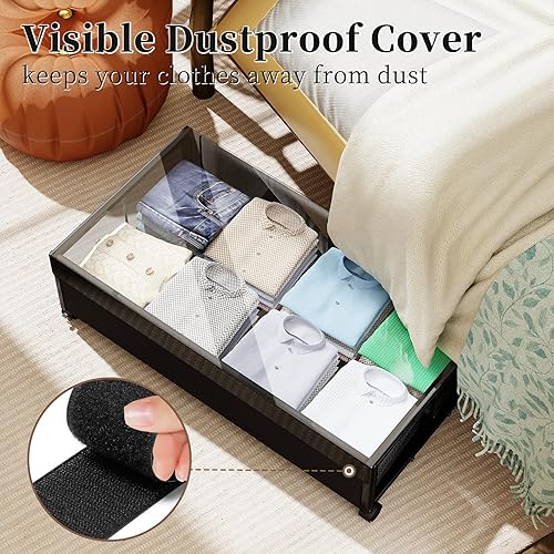 Miniatura 2 de Simple Trending Contenedores de almacenamiento debajo de la cama con ruedas, XXL 77L debajo de la cama, organizador de zapatos con tapa