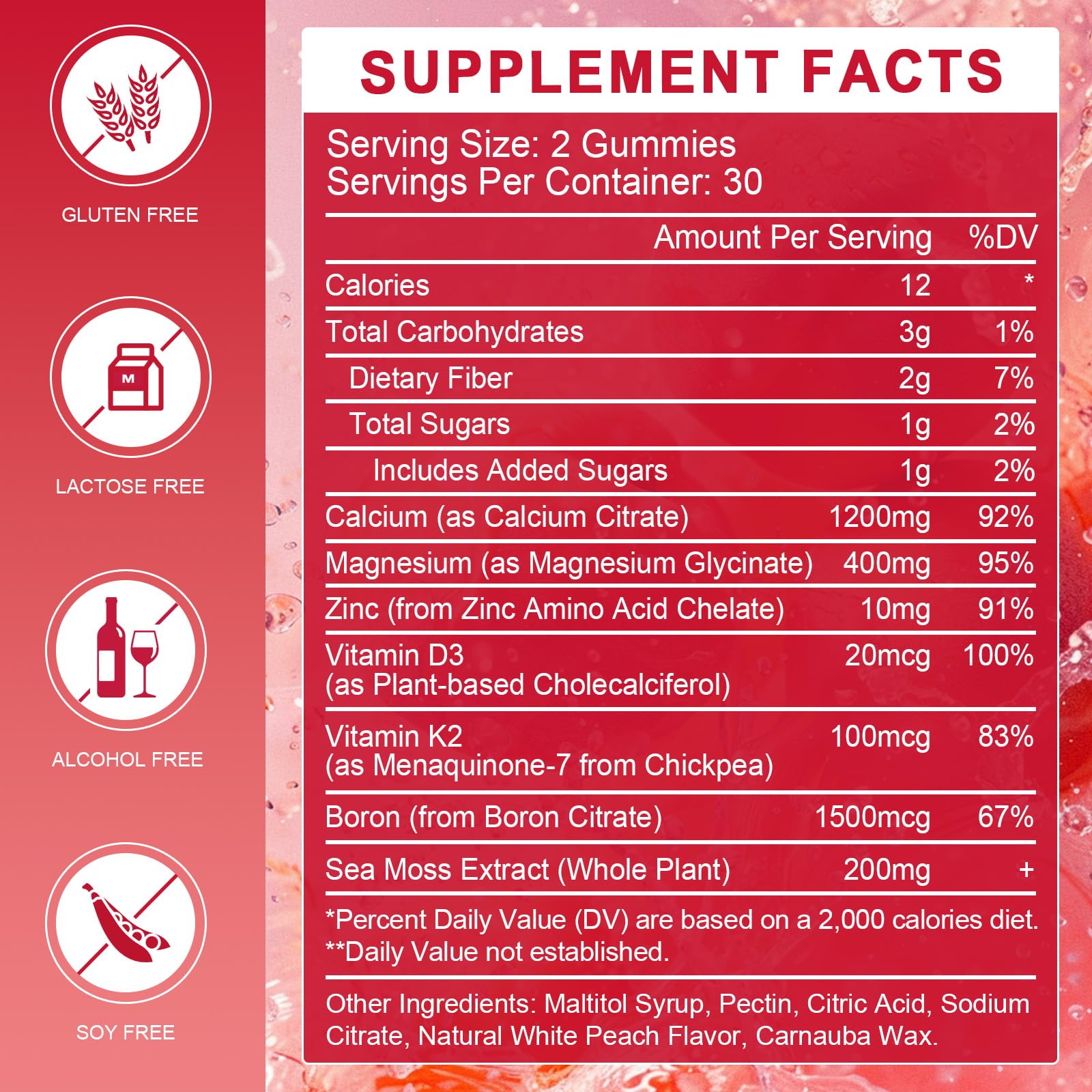 Calcium Citrate 1200mg Gummies with Vitamin D3 K2 for Women & Men, 60Ct — Amazon image 2