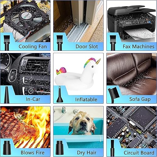 Miniatura 5 de BTFDREEM Plumero de aire comprimido soplador de aire eléctrico de 7600 mAh y aspiradora 2 en 1 3 velocidades de 51000 rpm soplador de aire