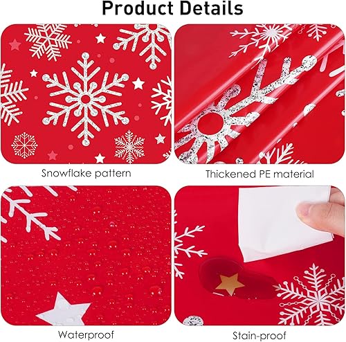 Miniatura 3 de durony Paquete de 2 manteles de Navidad con copos de nieve de 108 x 54 pulgadas, desechables, impermeables, de plástico, para Navidad, invierno,