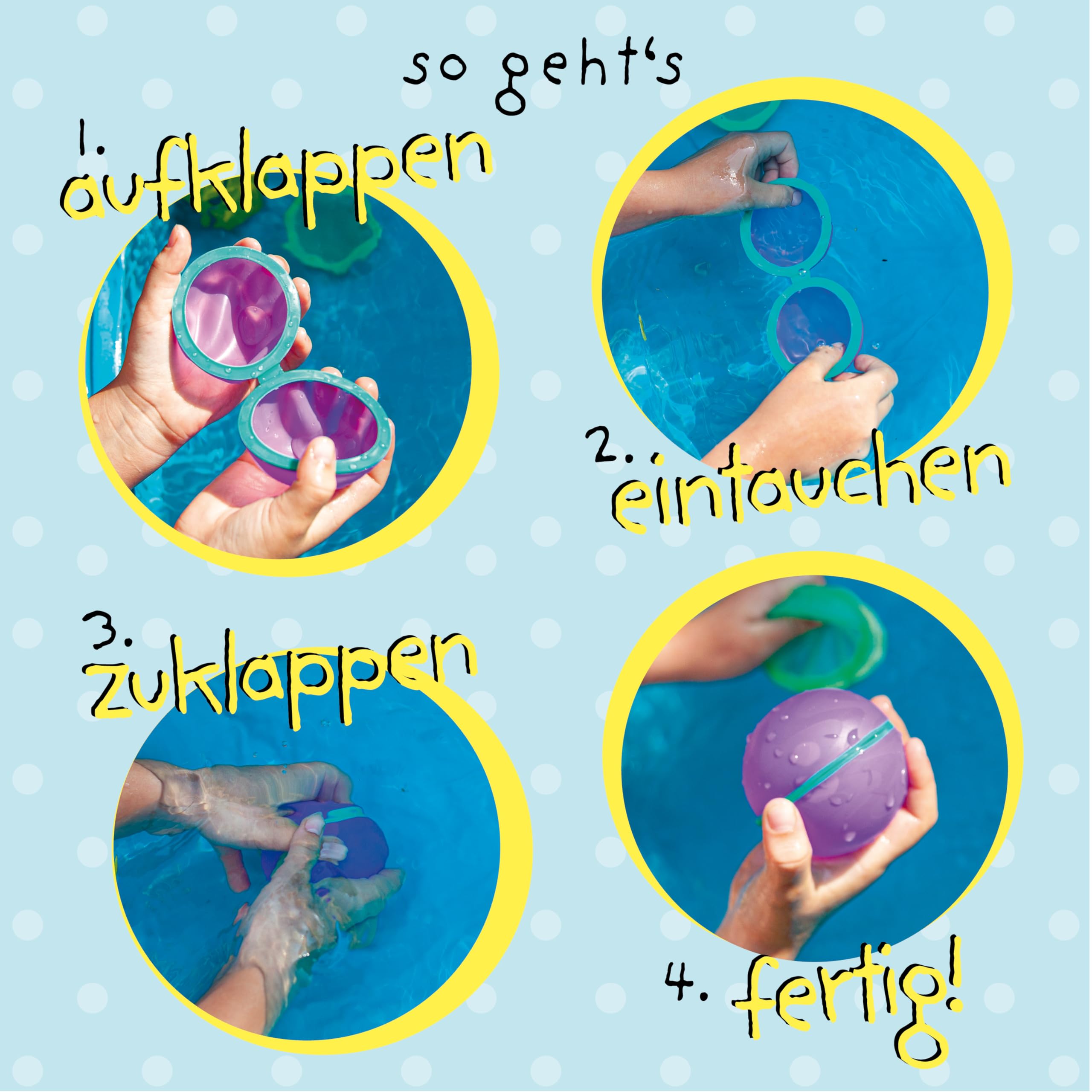 TapirElla 5 wiederverwendbare Wasserballons, Wasserbomben aus Silikon, schnell befüllbar mit Magnetverschluss im Geschenkkarton, Kinder und Erwachsene, Outdoor, Garten, Pool von Lutz Mauder Verlag