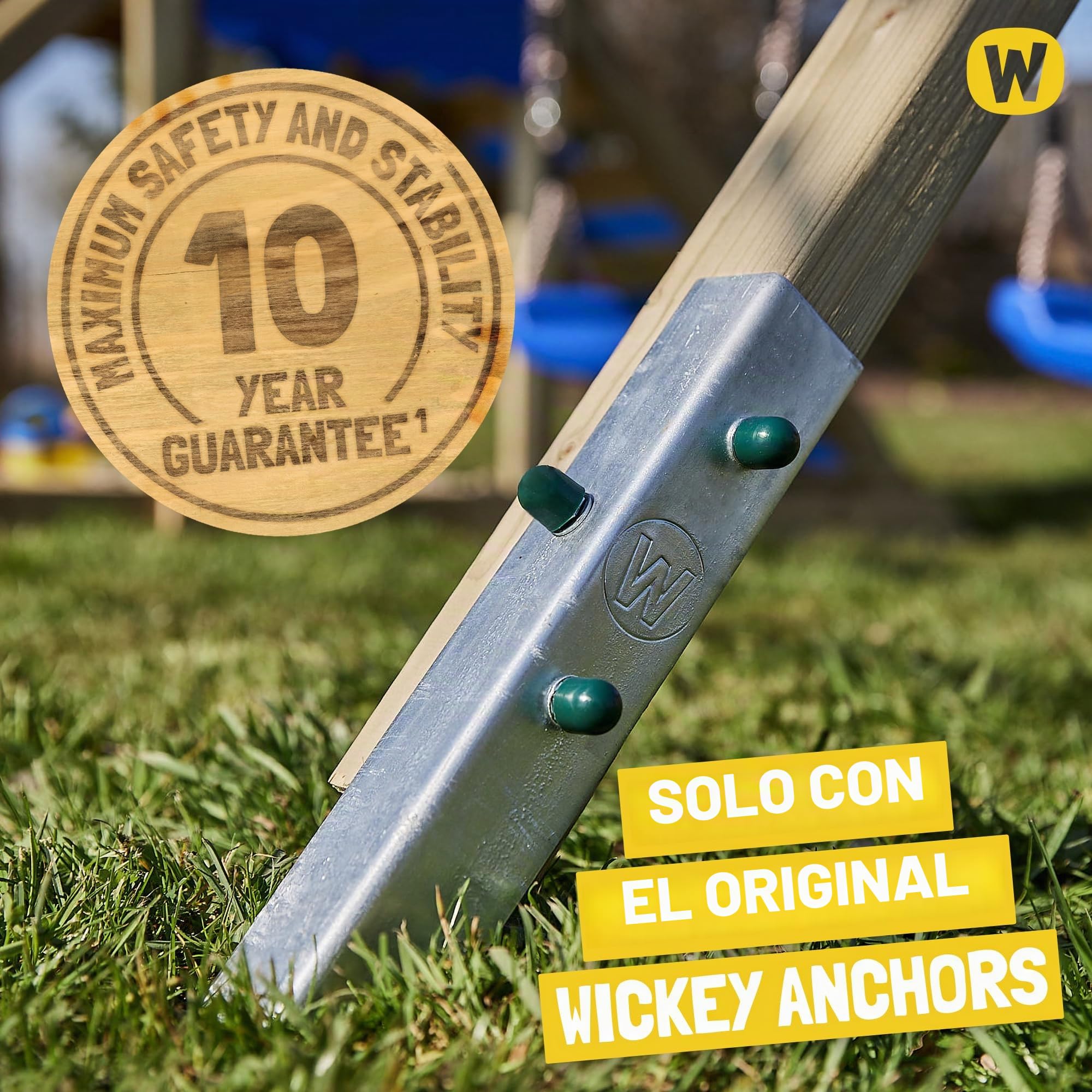 WICKEY Parque infantil de Escalada TurboFlyer con Columpio y Tobogán Azul, Torre de Escalada para Niños al Aire Libre con Arenero, Escalera y Accesorios de Juego para el Jardín