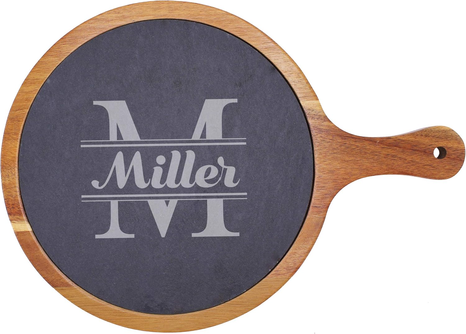 Personalized Acacia and Slate Charcuterie and Cheese Wood Serving Boards for Couples, Weddings, Anniversaries (Rectangle Couples Style 13" x 7")