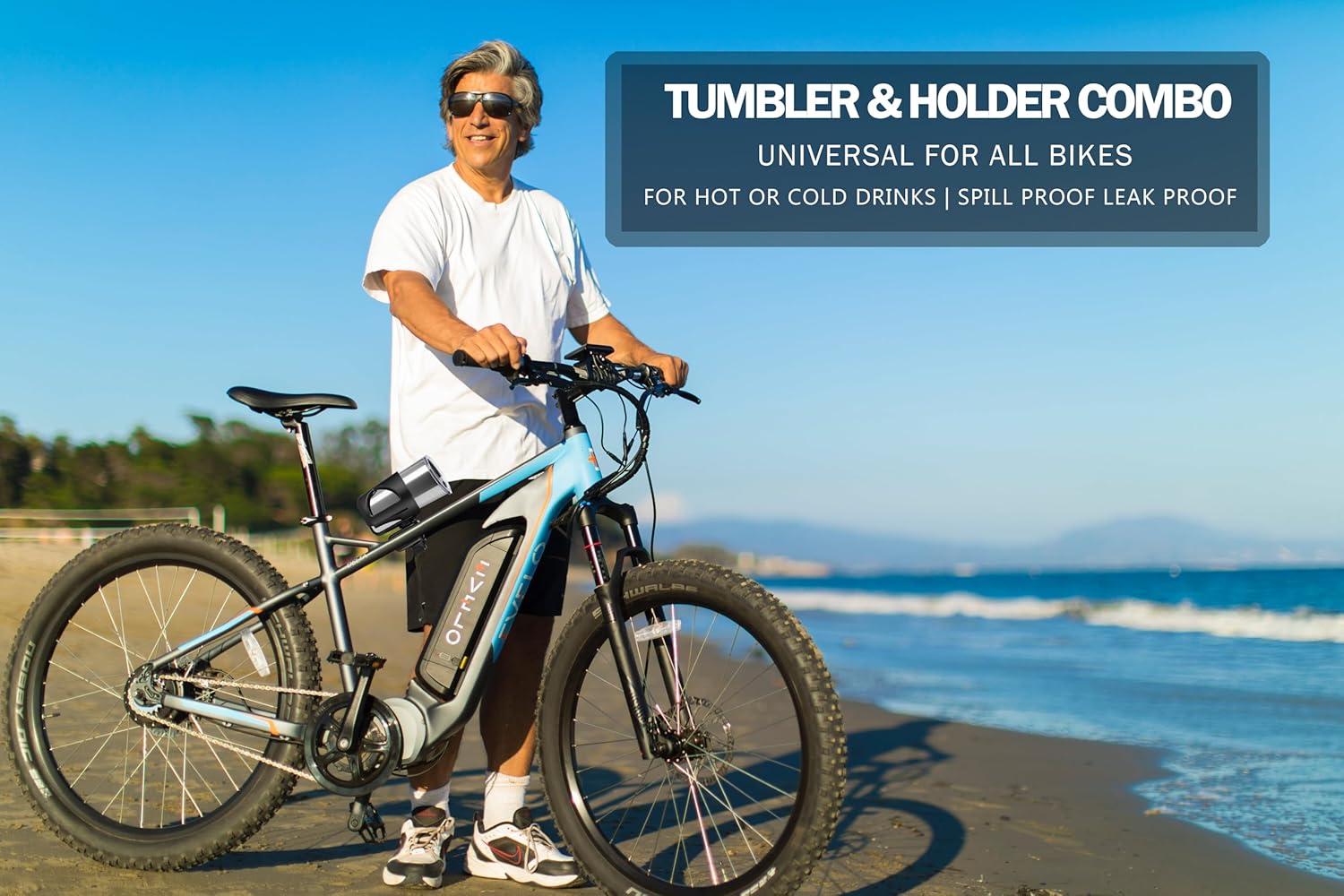 New 2-in-1 Super Secure Fit Tumbler and Holder - 20 oz. Anti-Shake, Spill Resistant Vacuum Insulated Stainless-Steel Tumbler + 360° Cup Holder. for Bumpy Rides (Applicable on Bikes, Scooters) Gray