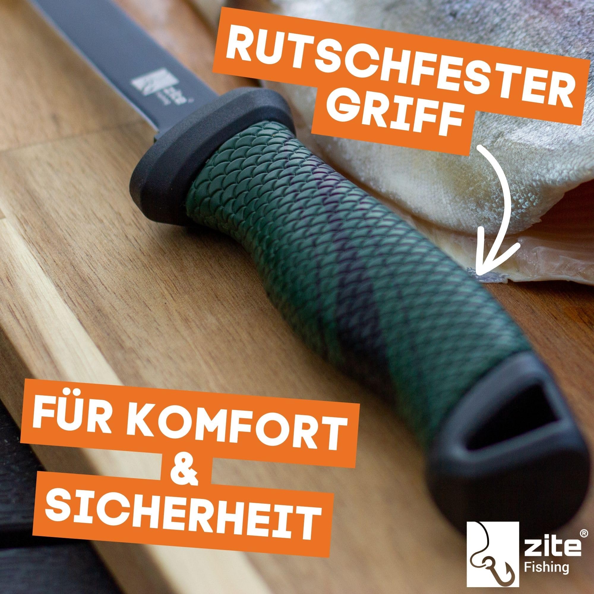 Zite Fishing zestaw noży do filetowania z ostrzałką do noży – ostre i powlekane ostrze odporne na korozję – nóż do ryb z uchwytem antypoślizgowym – długość ostrza 20 cm