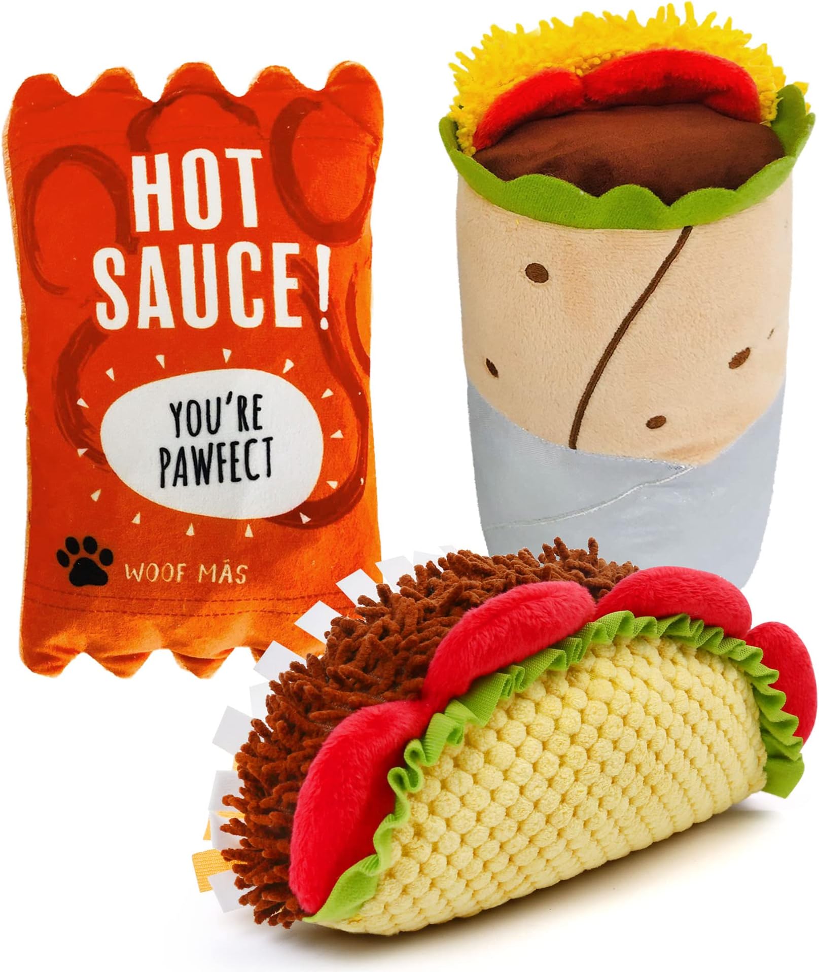 Pet Supplies : Nocciola Mexican Plush Squeaky Dog Toys: 9-in-1 Funny