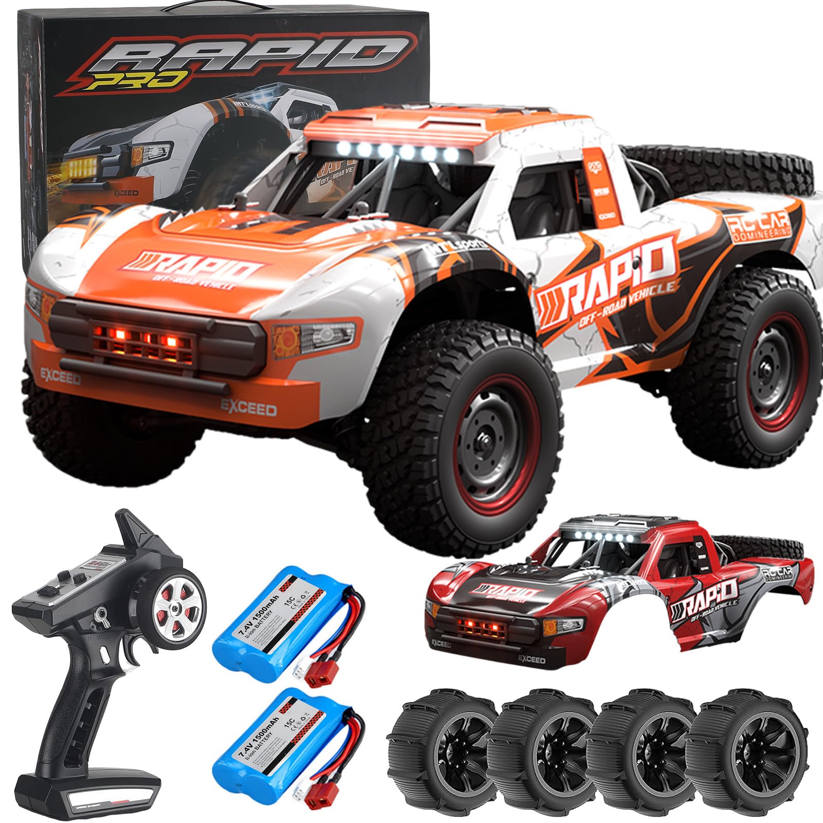 Auto radiocomandata 1/14 RC Auto 70 KMH 4WD fuoristrada 2,4 GHz All Terrain Brushless Racing RC Buggy con 2 batterie telecomandata Monster Truck per bambini adulti giocattolo regalo