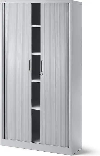 Armoire Rideau Métallique 4 Étagères Verrouillable 185x90x45 cm Gris