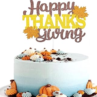 1 Pack Happy Thanksgiving Cake Glitter Fall Cake Topper Topper Maple Leaves Thanksgiving Party Decorations Autumn Fall Tha...