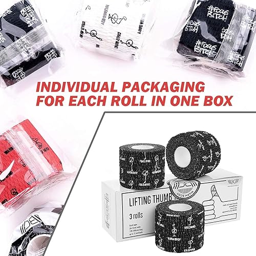 Miniatura 9 de WARM BODY COLD MIND 2" Premium Lifting Thumb Tape for Weightlifting, Powerlifting & Strength Deadlift Training, for Crossfit, Hook Grip Tearable