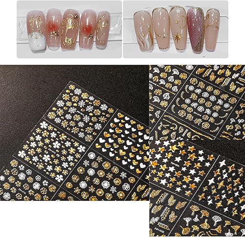 Miniatura 2 de 30 hojas de calcomanías doradas para arte de uñas, flores doradas, hojas de mariposas, suministros de arte de uñas, suministros de arte de uñas,