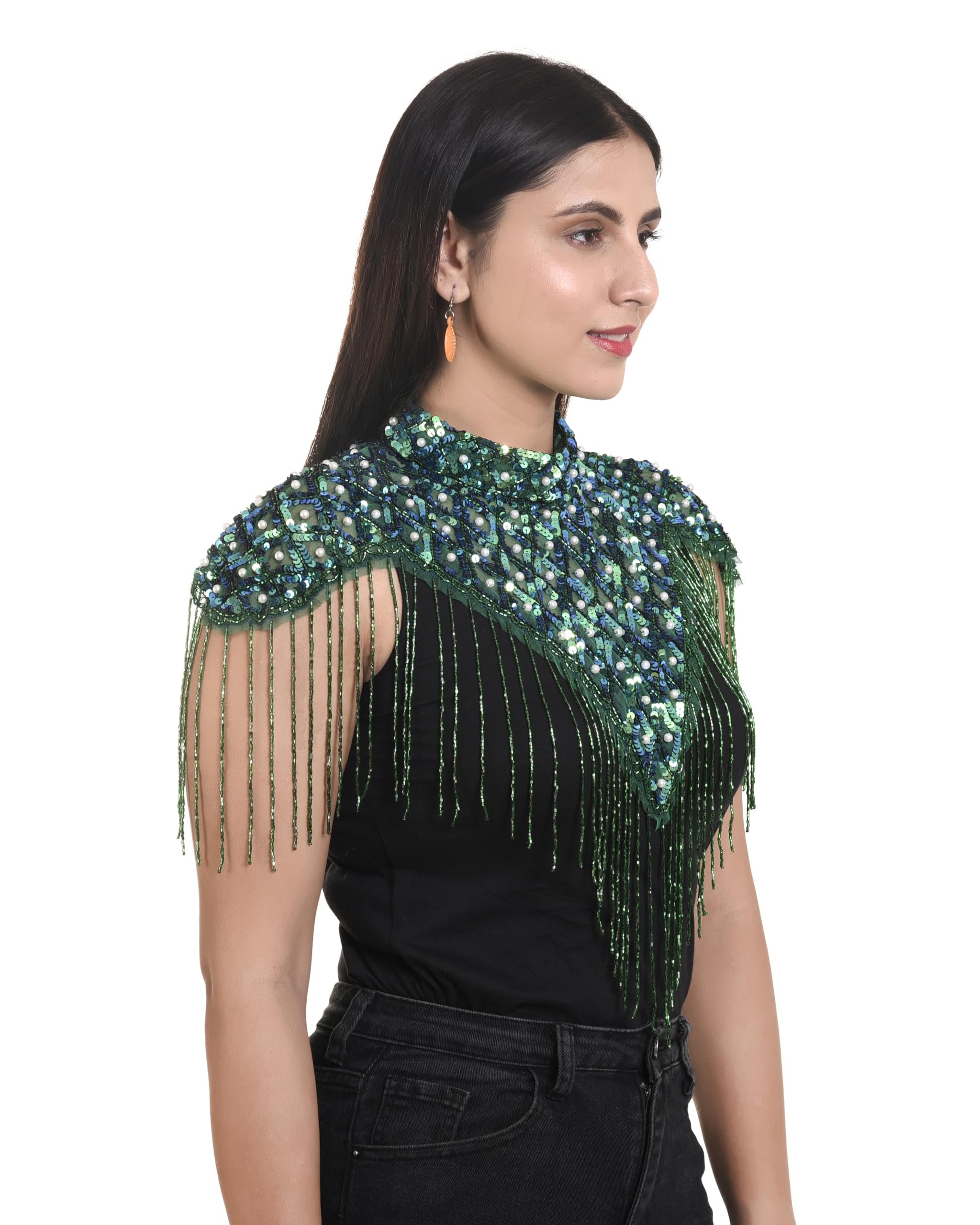Women's New Shoulder Capes, Beaded Fringe Shawl, Evening Party Wear Accessory-picture-32