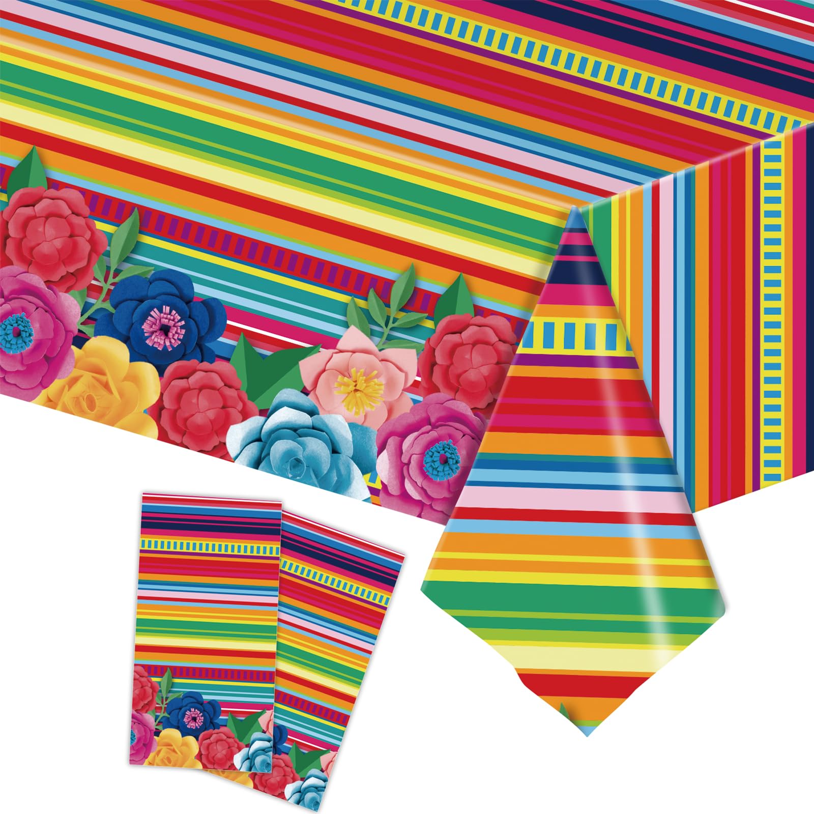 Embhlitfe 2 tovaglie messicane per feste, decorazioni per feste messicane Cinco De Mayo, 137 x 274 cm, tovaglia in plastica floreale per feste messicane, decorazioni per la tavola