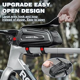 ROCKBROS Bike Bag Phone Mount Bag Bicycle Accessories Pouch, EVA Waterproof Bike Phone Holder Top Tube Front Frame Bag Handlebar Bags Compatible Phones Under 6.8