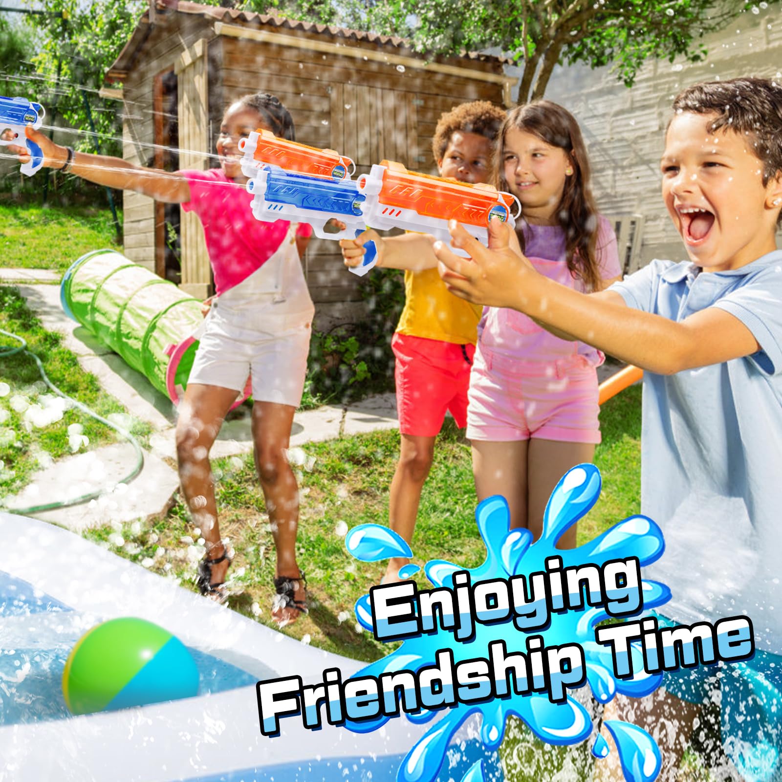 Quanquer Lot de 2 pistolets à eau pour enfants, 280 ml, avec portée de 9 mètres, jouets pour fêtes de jardin, piscine, autres activités de plein air pour garçons et filles