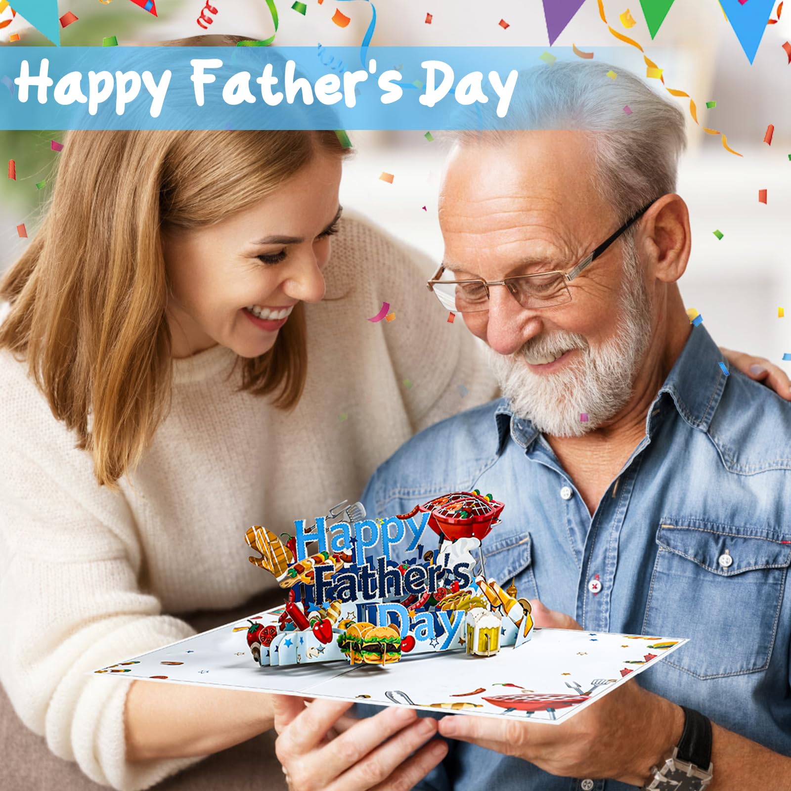 Fathers Day Card, Funny Pop Up Step Dad, Cooking-Style, 7"x5" - Image 2