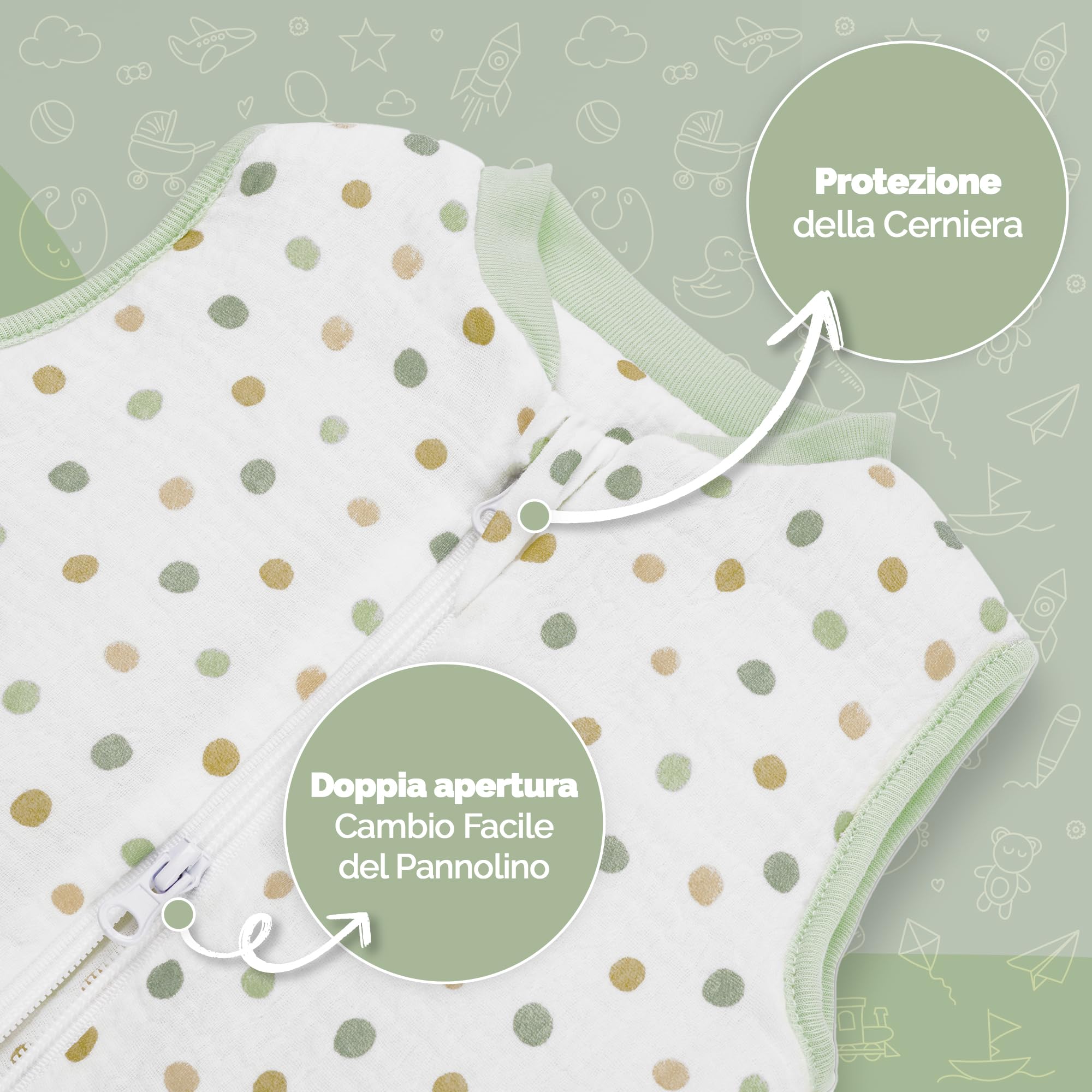 Juicy Bumbles Sacco Nanna con Piedini 2.5 Tog Imbottito in Garza di Cotone - Sacco Nanna Invernale 1-4 Anni - Sacco Nanna 2.5 Tog con Gambe Sacco Nanna Autunno Inverno