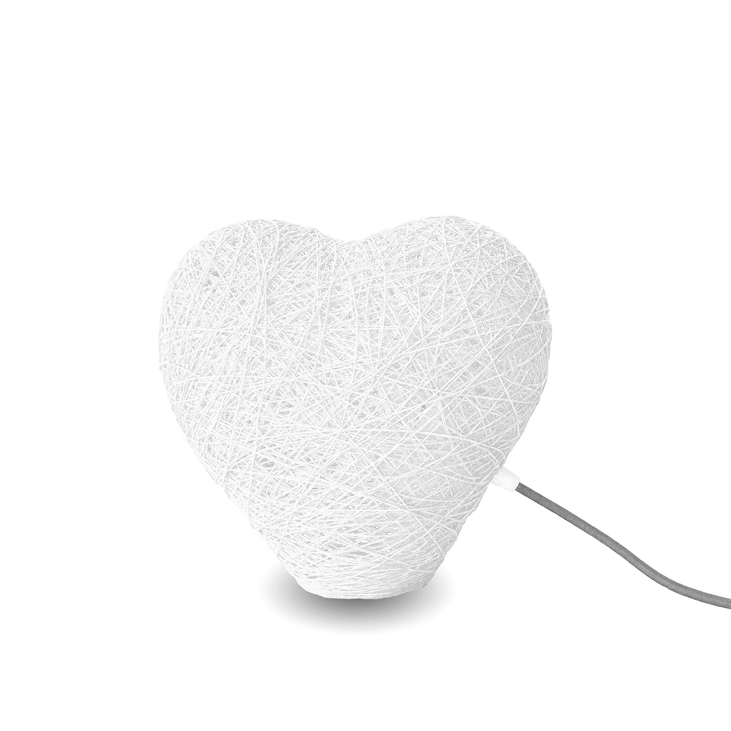 Lámpara de sobremesa corazón roja decorativa de hilo de algodón, artesanal, hecha a mano 30 cms. HEART