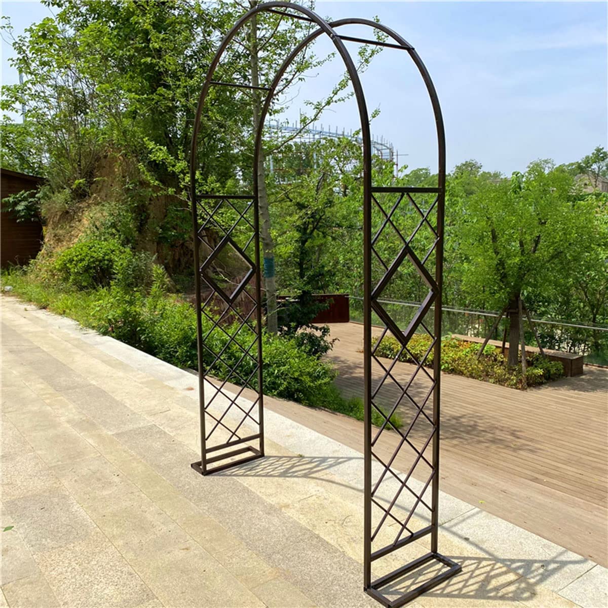 Solidny, odporny na warunki atmosferyczne metalowy łuk ogrodowy – Rosenbogen do roślin pnących od 140 cm do 380 cm, brązowa kratka na zewnątrz, wsparcie dla róż i winorośli, dekoracja ogrodowa