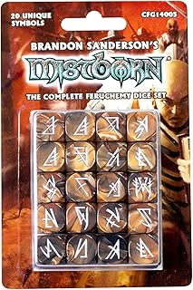 Mistborn Adventures - Mistborn Dice: The Complete Feruchemy Set â€“ 20 Gold Colored Polyhedral 6 Sides Includes 20 dice â€“D6