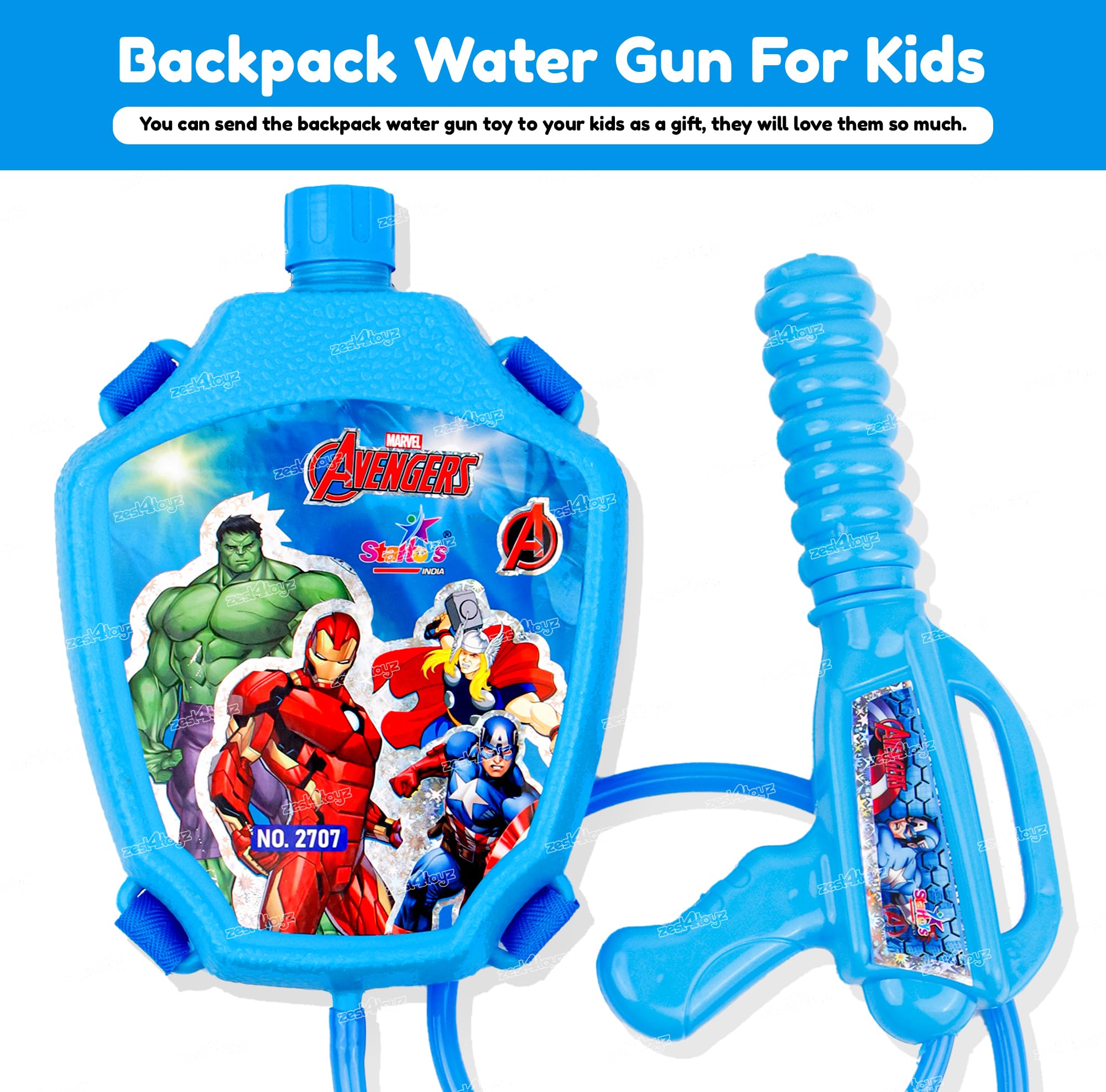 Zest 4 Toyz Holi Pichkari Water Gun for Kids Back Holding Tank 3.3Ltr. with Holi Combo 1 Pkt Holi Color and 100 Balloons for Holi Pool Parties- Boys and Girls(Gold Tank) 3