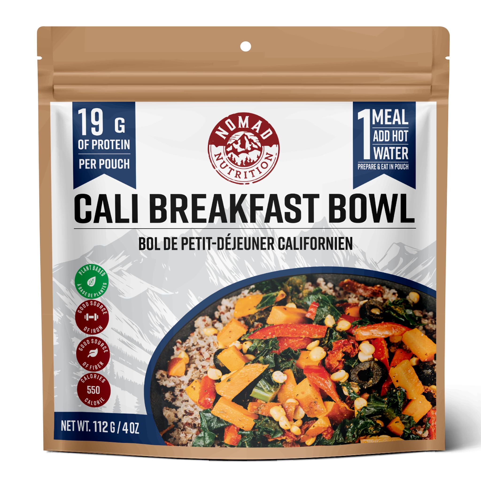 Cali Breakfast Bowl | Instant Freeze Dried Backpacking & Camping Food | Plant-Based, Non-GMO Hiking Meals with High-Energy, Vegan, Gluten-Free | 112g - 1 Pack