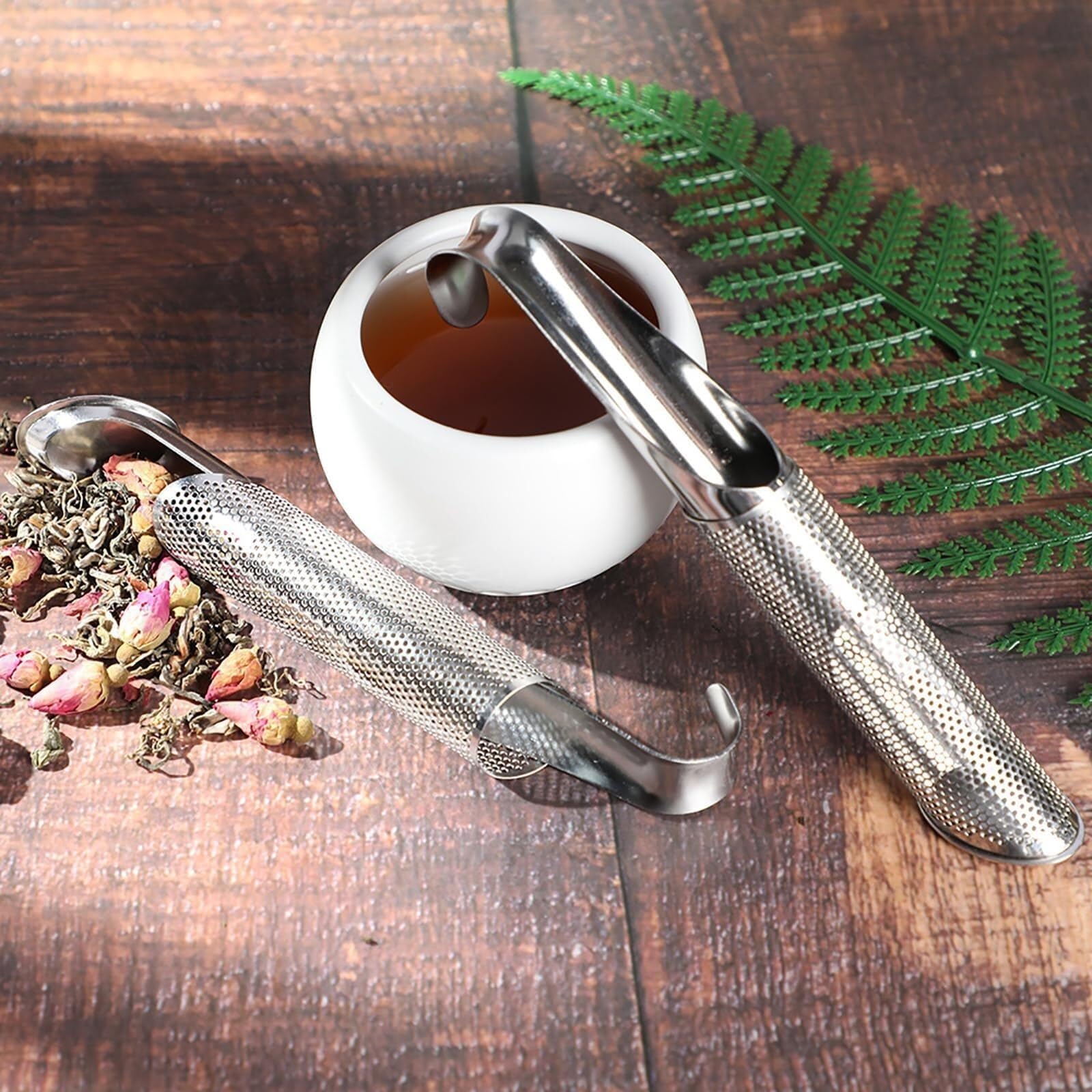 2 stuks theezeven en 2 borstels, roestvrijstalen thee-diffuser, staafje, thee-ei voor losse theebladeren, theeblad steiler food grade fijnmazige theezeef voor losse thee, roos, koffie, kruiden