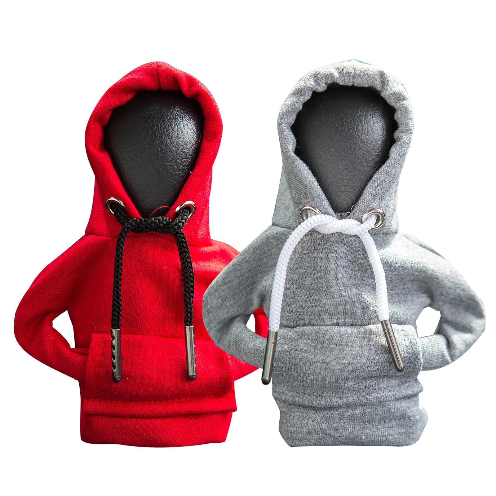 ECDREAM2Pcs Car Shift Knob Hoodie,Gear Shift Hoodie,Funny Sweater Hoodie for Gearshift,Automotive Interior Accessories（Red and Gray）