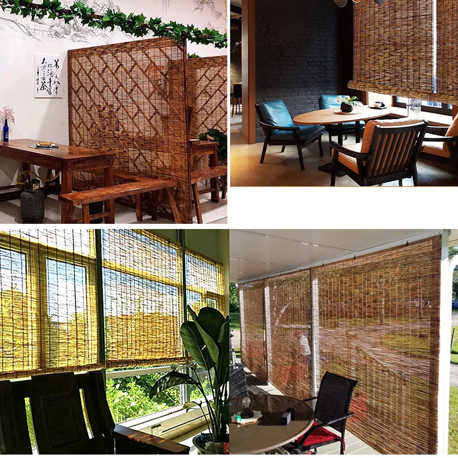 Tende in bambù personalizzate per pergola da esterno, tende parasole tessute a mano e protezione della privacy, tende a pacchetto naturali per interni/finestre/porte decorative