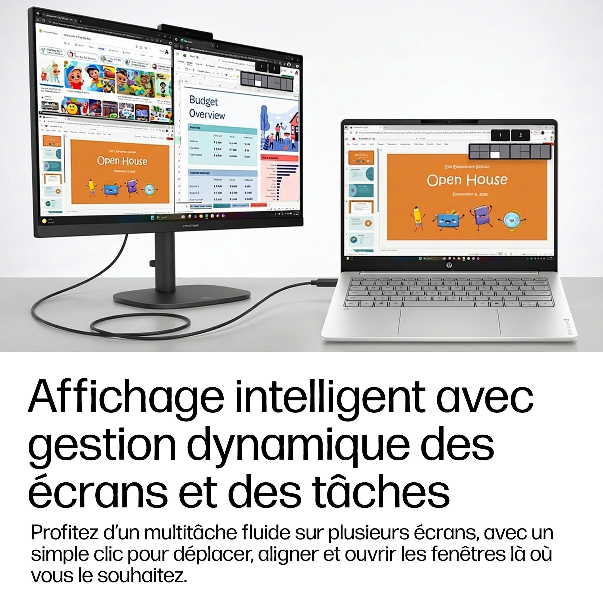 HP OmniBook 3 16-bu0022nfx Ordinateur Portable 16" 2K IPS, PC Portable (Intel Core 5-120U, RAM 8 Go, SSD 512 Go, Intel Graphics, Windows 11), Laptop Argent, Clavier AZERTY