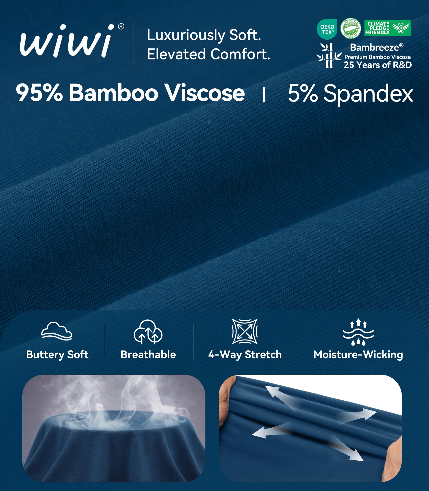 WiWi Bamboo Viscose Pajama Set for Women Soft Long Sleeve Top with Pants Sleepwear 2 Piece Pjs Sets Sleepwear S-XXL