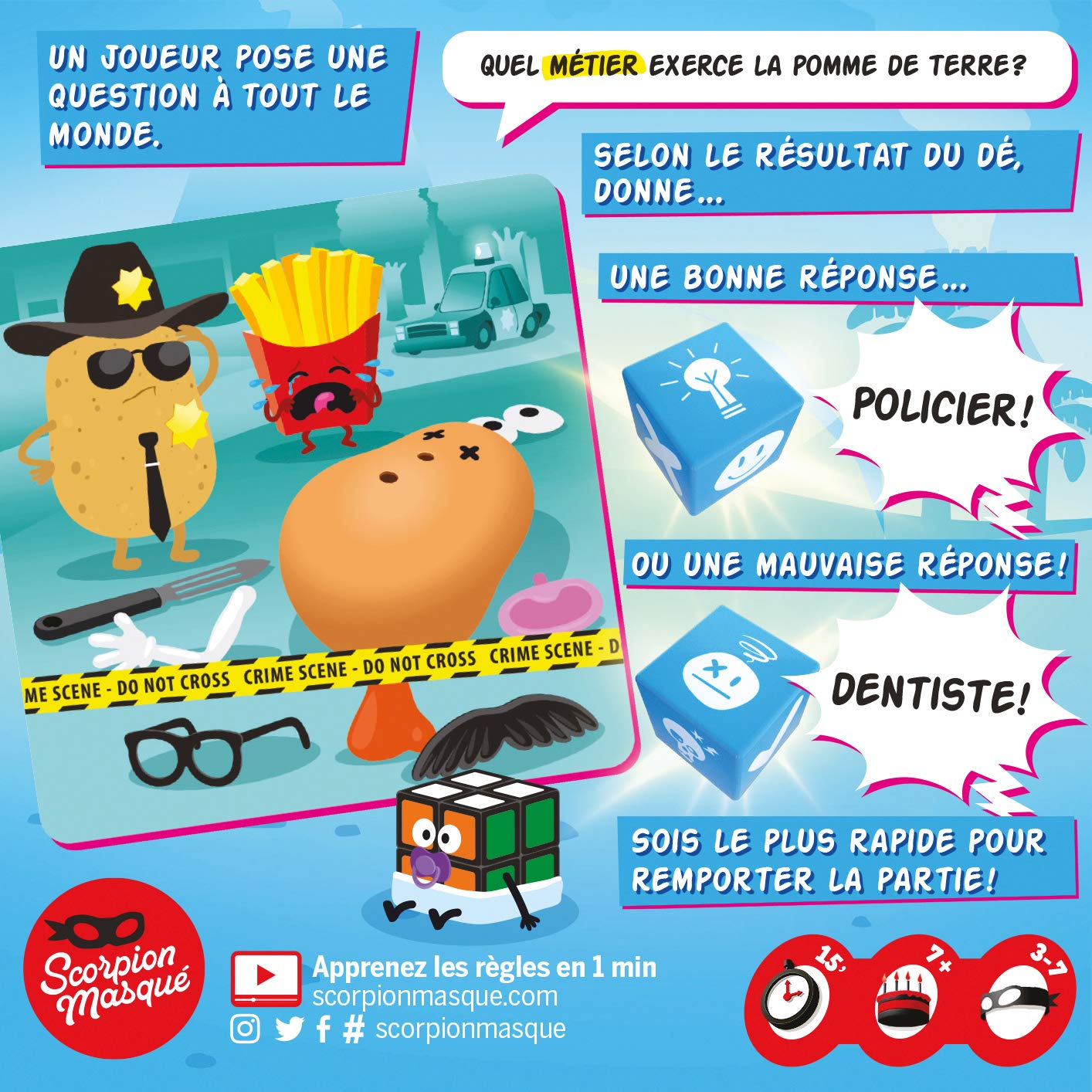 Scorpion masqué: C'est pas faux - Jeu de société Patates & Ninjas 7+ ans 3-7 joueurs 15 min