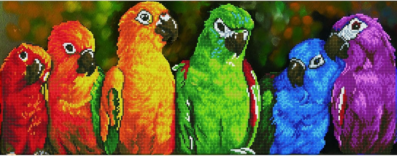 DIAMOND DOTZ Rainbow Parrots Diamond Painting Kits for Adults - Diamond Art Kits a Relaxing Creative Craft Kit with Dotz Gems 11.8x30.3