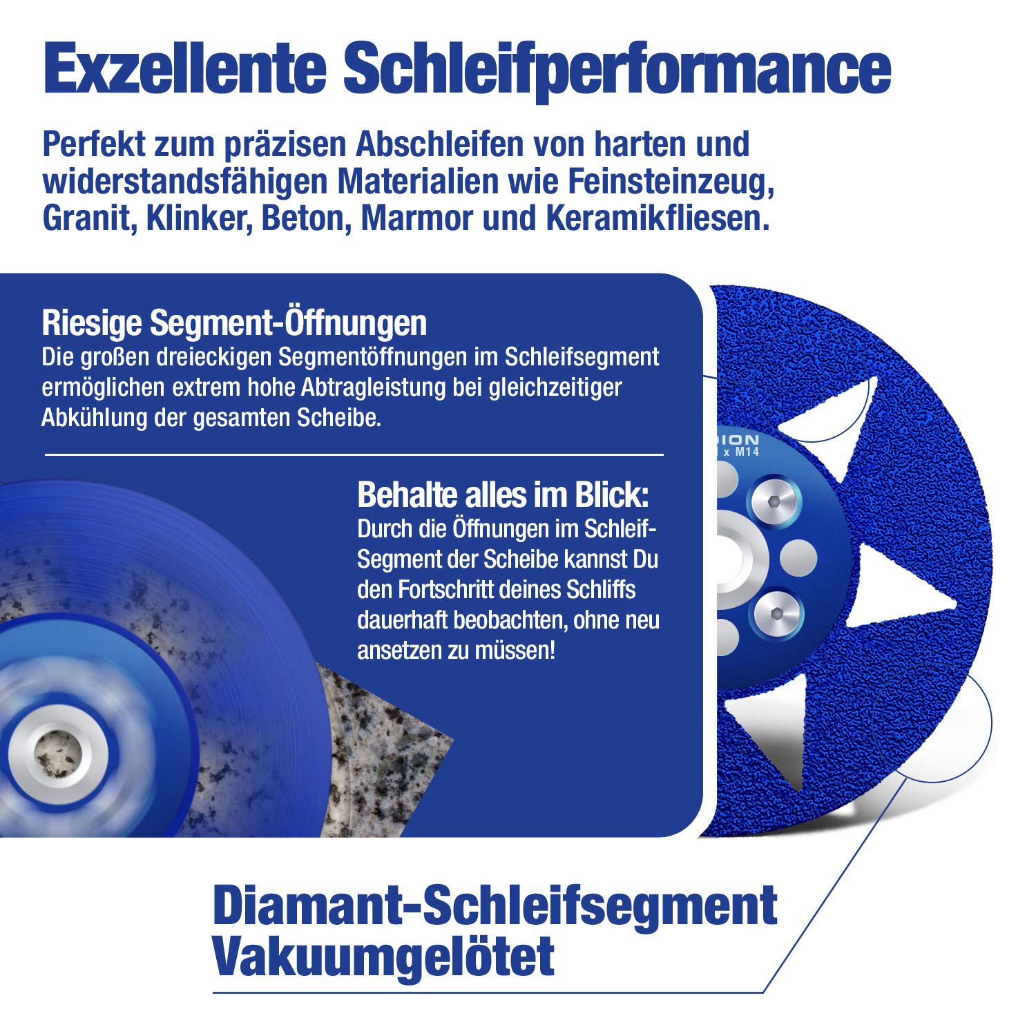 BAYERTAL Diamantschleiftopf 125 Mm Mit M14 – Doppelreihig, Gesintert, Für Beton, Granit, Naturstein – Für Winkelschleifer Von Bosch, Makita & Co.