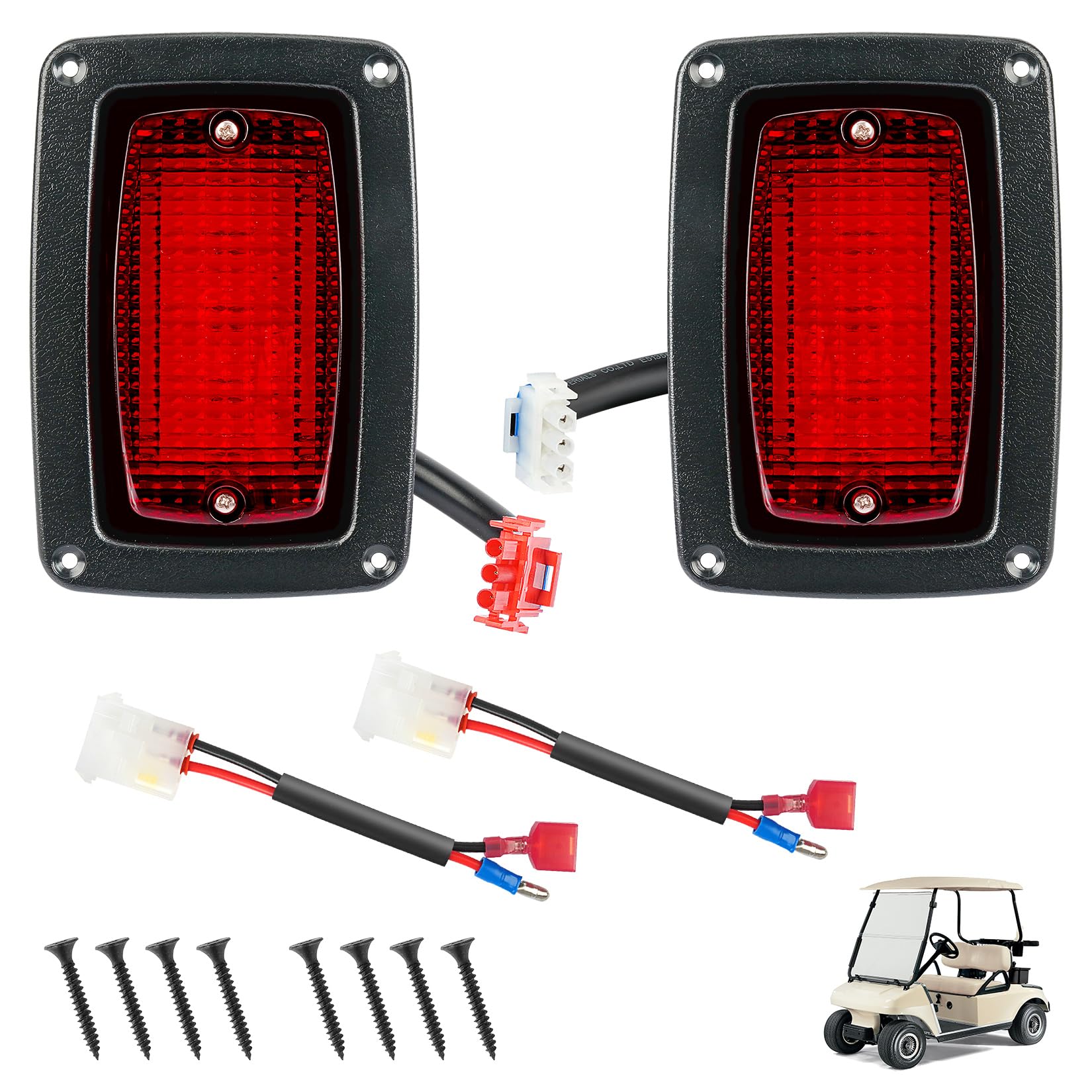 Drive-up LED Tail Light Kit for Club Car DS 1982-Up Golf Cart with 3 Wire Club Car Taillights OEM1017035