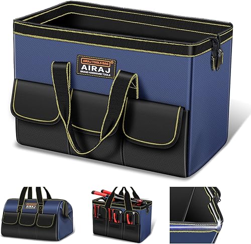 AIRAJ Bolsa de herramientas de 18 pulgadas, bolsas de herramientas de boca ancha para hombres, organizador de herramientas para reparaciones del