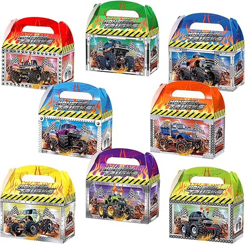 Zonon 24 bolsas de recuerdo de fiesta de camión, cajas de golosinas de fiesta de auto de carreras, caja de regalos para fiestas temáticas de