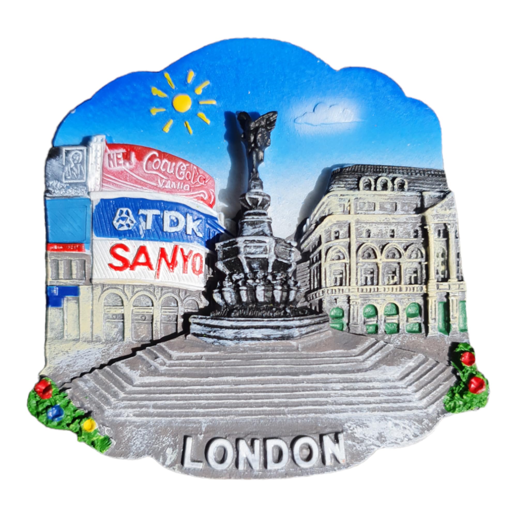 Blue London Eros Fridge Magnet - Piccadilly Circus Statue And Lights