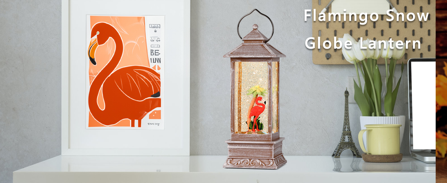 Amazon.com: Snow Globe Lantern, Pink Flamingo Lighted Snow Globe