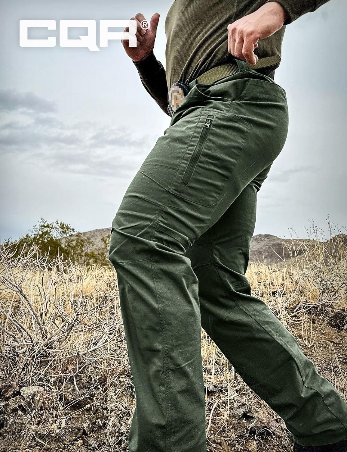 CQR Men's Utility Flex Cargo Pants, Classic-Fit Casual Stretch Work Pants, Water Resistant Lightweight Tactical Hiking Pants - Image 8