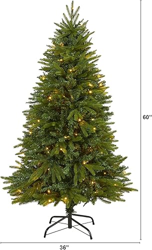 Miniatura 2 de Nearly Natural Árbol de Navidad artificial de abeto Sun Valley de 5 pies con 200 luces LED transparentes