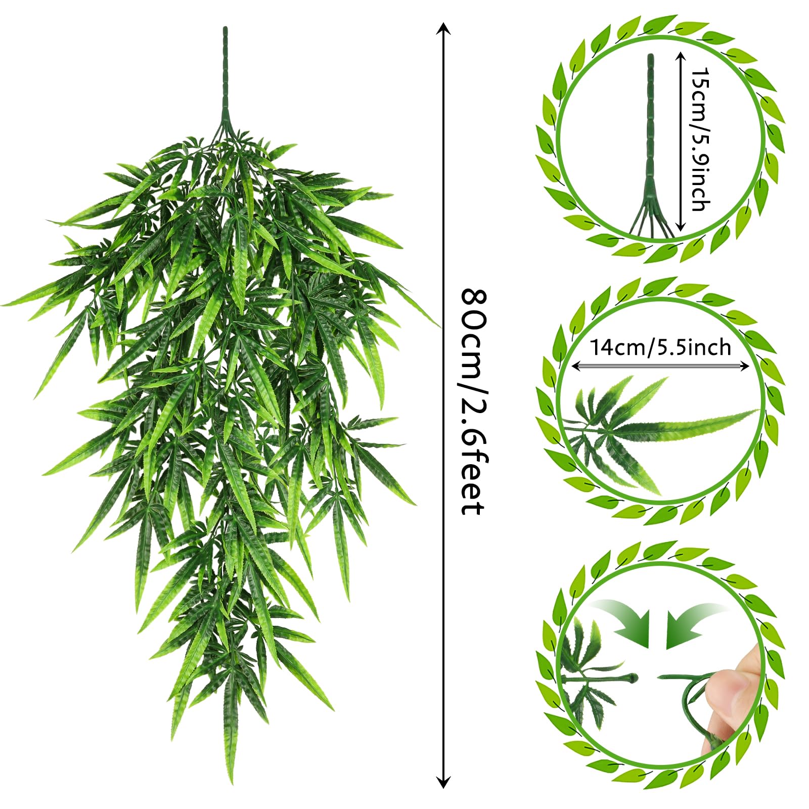 QUOZUO Bearded Dragon Tank Accessories Terrarium plants, 2 Pack Reptile Hanging Plants Artificial Ferns Ivy - Image 2