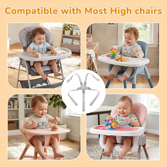 High Chair Straps Compatible with Graco Everystep 6 in 1 High Chair, Replacement Straps High Chair Harness Fit for Graco Highchairs, Universal Adjustable 5 Point High Chair Harness Belt Accessories