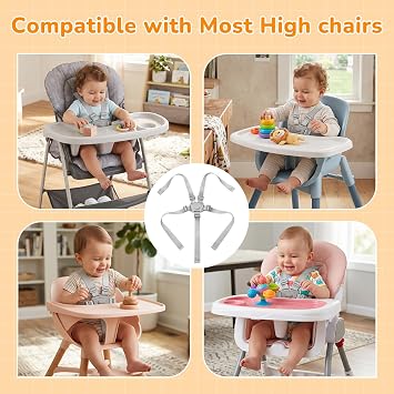 High Chair Straps Compatible with Graco Everystep 6 in 1 High Chair, Replacement Straps High Chair Harness Fit for Graco Highchairs, Universal Adjustable 5 Point High Chair Harness Belt Accessories