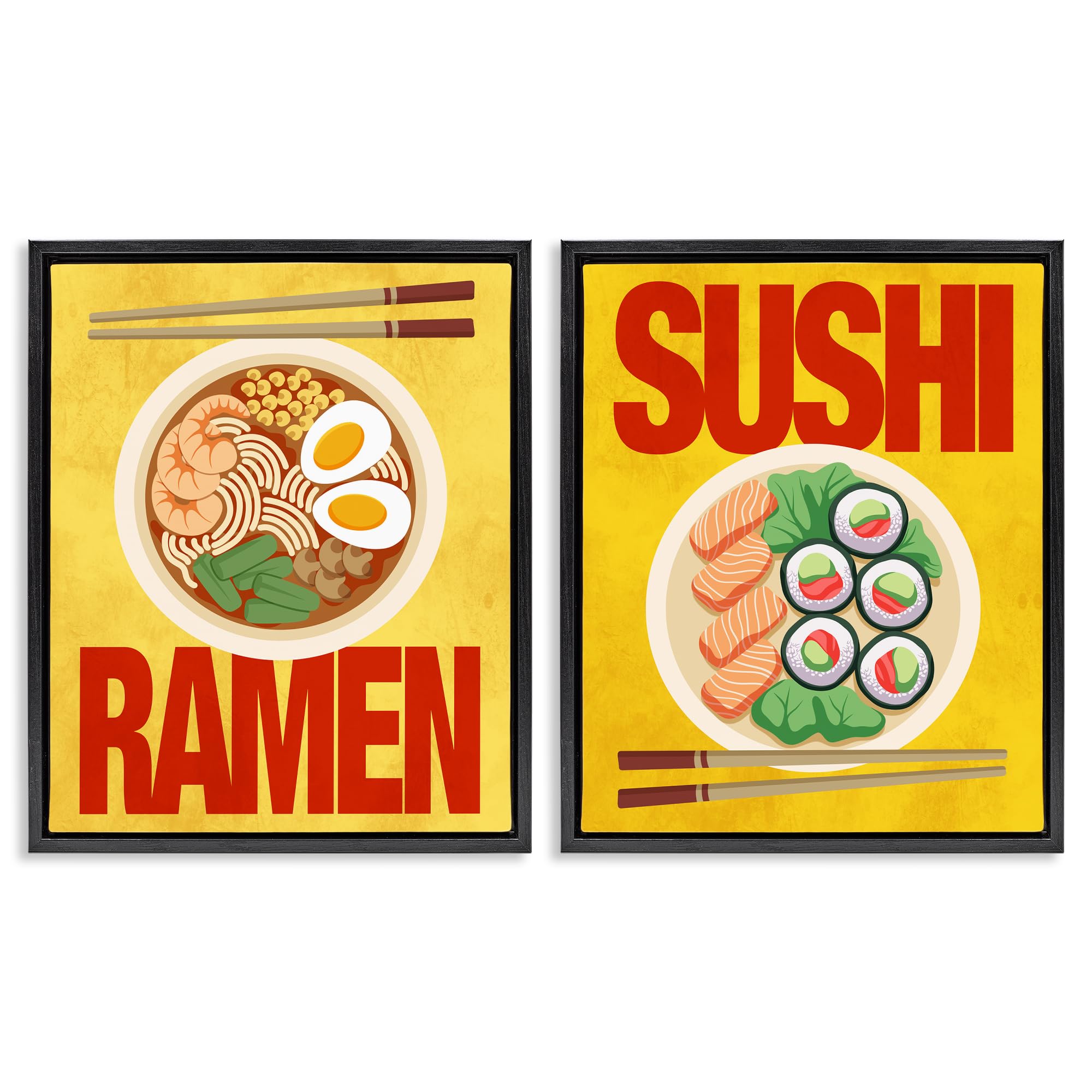 'Ramen & Sushi Japanese Cuisine'| 2pc Floating Frame Art Set 2