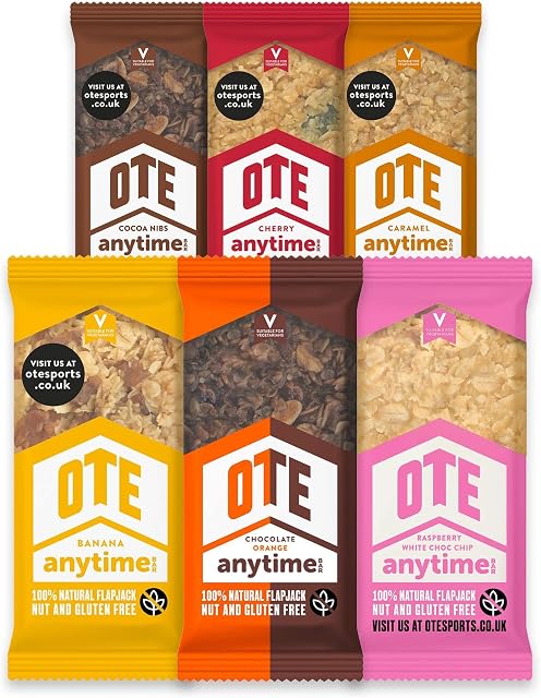 OTE Anytime Bars - Energy Bars for Cycling - Nut & Gluten Free Nutrition Snacks for Running - Endurance Flapjacks - Box of 16 x 62g